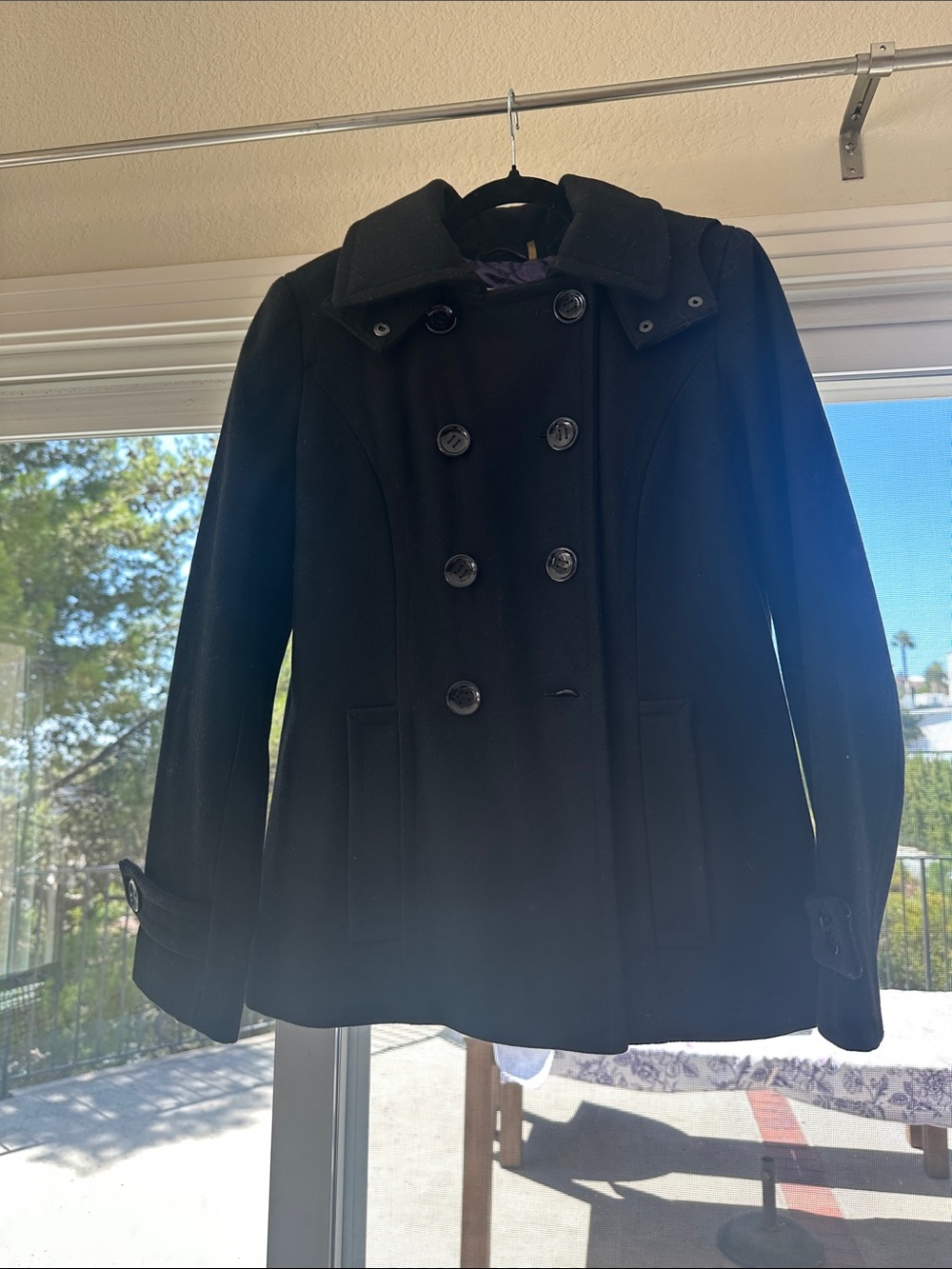 Calvin Klein Black Double-Breasted Peacoat